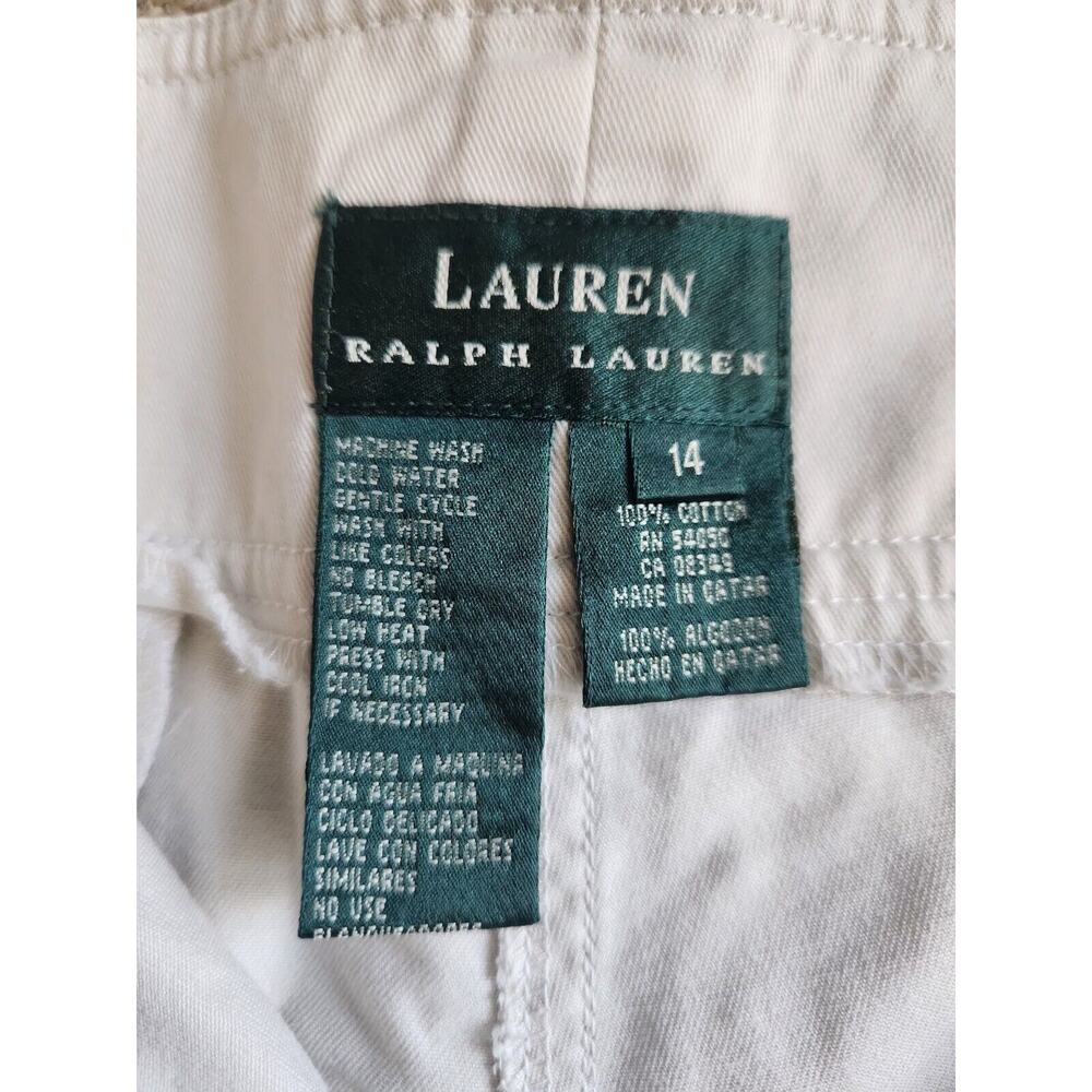 Ralph Lauren High Rise Cargo Shorts Drawstring 100% Cotton Beige Women's 14 - Picture 9 of 9